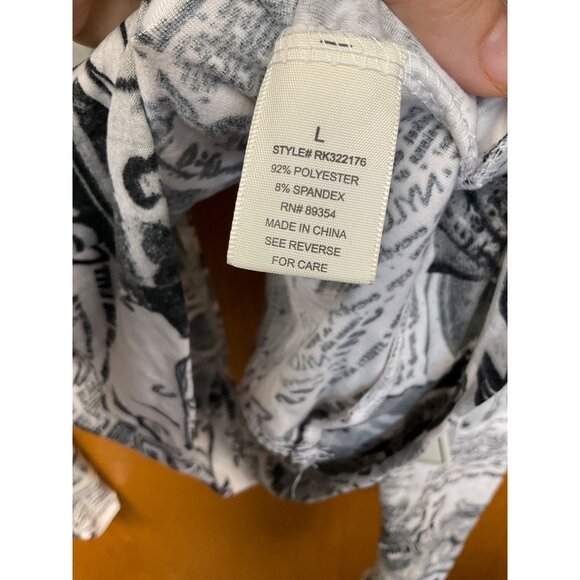 No Comment NY.LA Large Womens Long Sleeve Newspaper Print Cropped Turtleneck Top - Picture 5 of 8